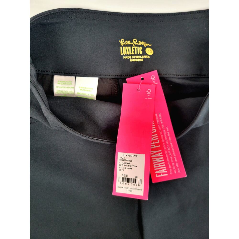 NWT Lilly Pulitzer Luxletic 00 UPF 50+ Reid Short Onyx Black Athletic 004966 - Picture 3 of 7
